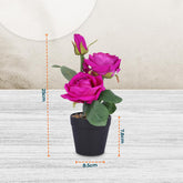 Kuber Industries Artificial Plants for Home Décor|Natural Looking Indoor Fake Plants with Pot|Artificial Flowers for Decoration (Pink)